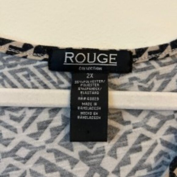 Rogue Collection High Low Sleeveless Maxi Dress with Geometric Pattern - 2X - Picture 4 of 5
